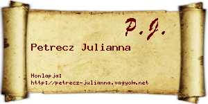 Petrecz Julianna névjegykártya